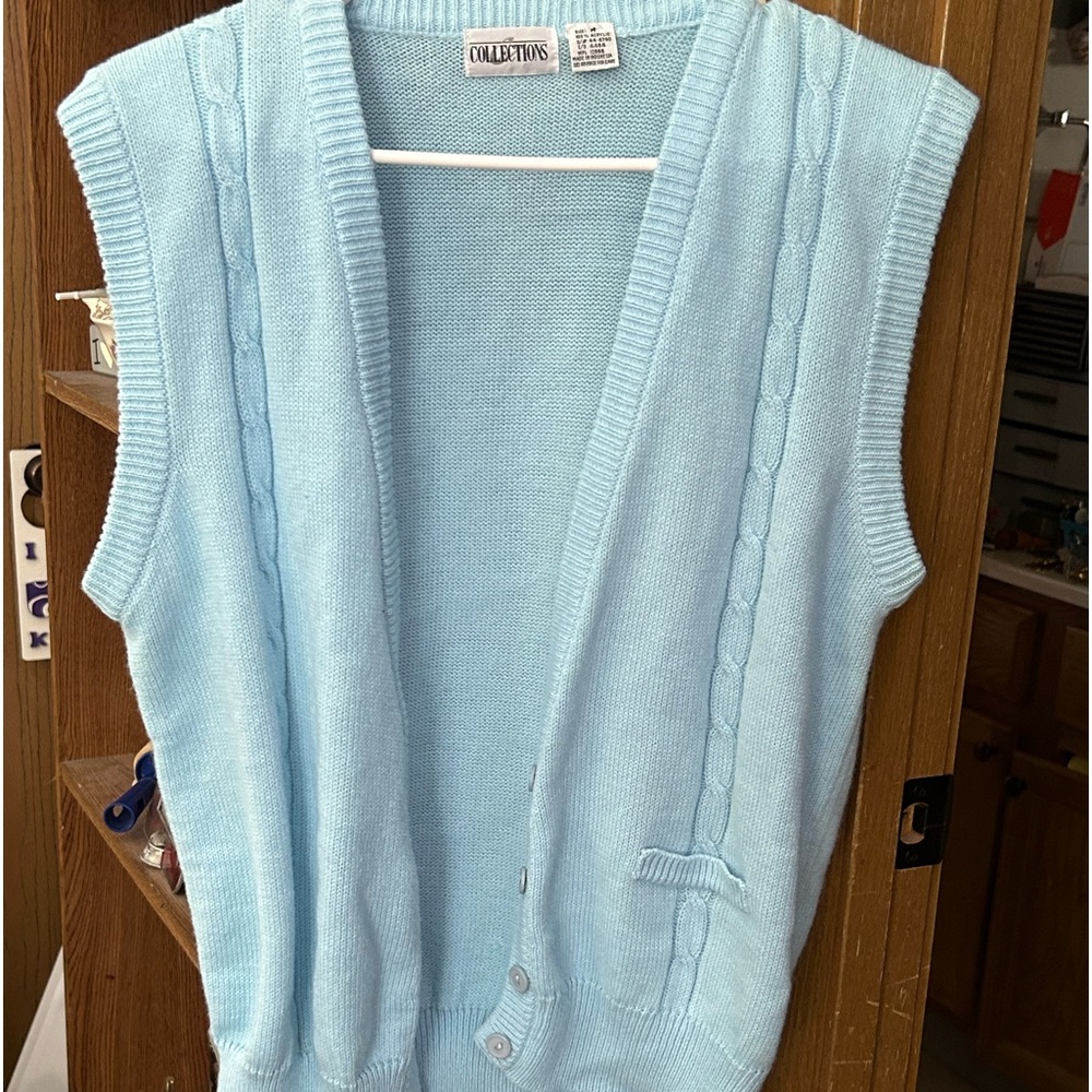 Women’s vintage sweater vest. Beautiful blue color. Never worn.